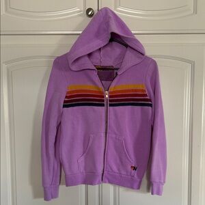 Aviator Nation Kids Purple 5 Stripe Hoodie